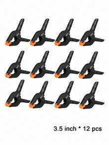 8 Packs Of 3.5 Inch Plastic Small Spring Clamps Plastic Clips For Backdrop Stand,Photography, Office Gardening DIY, Gluing, Clamping - Black - View 8