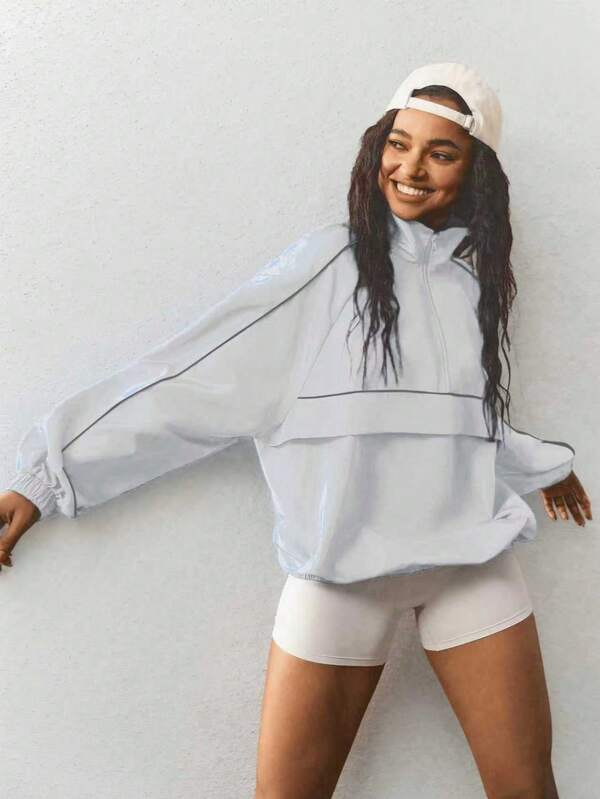 2025 Women's Lightweight Breathable Outdoor Sports Windbreaker Jacket, Colorblock Woven Fabric, Zipper Closure, Suitable For All Seasons