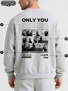 Customized Personalized Night-Time Glowing Men's Crew-Neck T-Shirt, Offering Seven Color Options And Twelve Pattern Choices. Absorbs Light And Then Emits It In The Dark, Long Sleeve Top - Grey - View 1