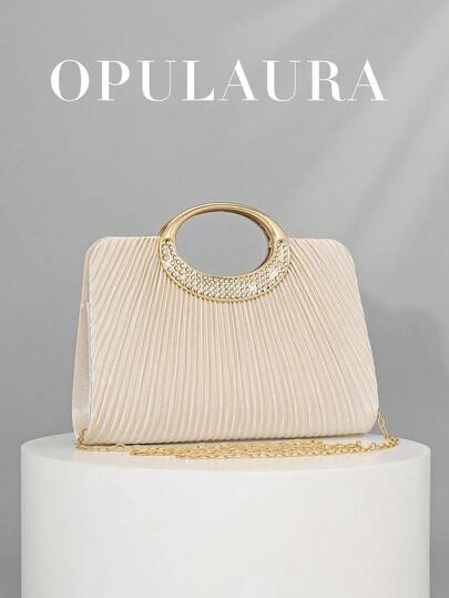 OpulAura 女士时尚闪亮水晶钻晚宴手拿包，奢华闪亮钻石镶嵌礼服手提包，适合晚会、派对、约会、鸡尾酒会、生日派对、新娘配饰、生日礼物