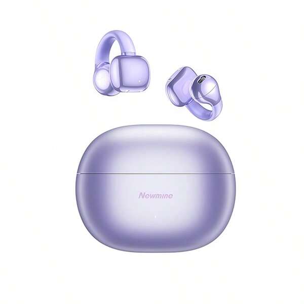 Newmine Căști Bluetooth S7 Earclip, design cu urechi deschise, Bluetooth 5.4 de mare viteză, conexiune stabilă, calitate a sunetului de nivel HiFi, compatibile cu telefoanele Apple, Huawei și Xiaomi, violet
