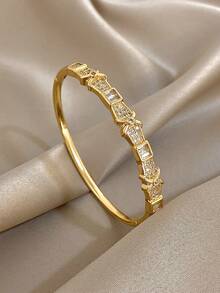 1 chiếc Vòng tay mỏng Zirconia tối giản dành cho phụ nữ Vòng tay vàng thanh lịch cho quà tặng trang sức tiệc sinh nhật hàng ngày Giáng sinh - Nhiều màu - Xem 10