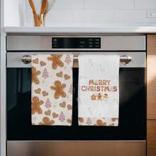 MEMNUN 2 Stücke Weihnachts-Lebkuchenmann & Weihnachtsbaum Weihnachtsmann Herz Fröhliche Weihnachten bedruckte Küchentücher, Geschirrtücher, Handtücher, Geschirrtücher, 15,75*23,62 Zoll (40*60 cm) super weich und saugfähig Mikrofaser moderne Reinigungstücher, Weihnachtsdekoration, Heimdekoration, Küchendekoration, Backen Geschirrtücher, Geschirrtücher, Küchenhelfer, maschinenwaschbar, geeignet für Restaurant, Küche, Weihnachtsferien Dekoration und Geschenke, ganzjährig