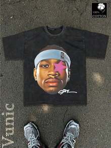 [Pure Cotton Y2K Style T-Shirt] Pure Cotton 220g Round Neck Short Sleeved T-Shirt - Street  Y2K Style Rap T-Shirt - Retro Cartoon T-Shirt