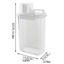 1 pièce Boîte de rangement pour la lessive multifonctionnelle en acrylique transparent, distributeur de détergent avec tasse de mesure, corps de conteneur transparent, conception à double joint, large ouverture pour un remplissage facile, bocal de rangement pratique pour la maison - Blanc - Voir 9