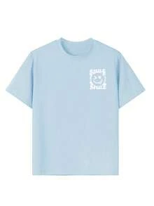 Tween Girls' Casual Graphic Print Crew Neck Short Sleeve T-Shirt, Summer Top - Baby Blue - View 5