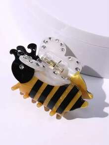 1pc Cute Bee Design Hair Clip For Little Girls, Cartoon Animal Hair Accessory, Small Claw Clip - Yellow - View 5