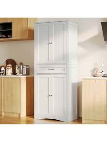 71'' Tall Kitchen Pantry Storage Cabinet, Freestanding Storage Cabinet With Drawers And 4 Adjustable Shelves Autonomous Sideboard For Kitchen, Bathroom, Living Room - 白色 - 查看 9