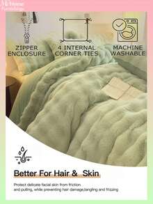 3pcs Light Green Bedding Set - 1 Duvet Cover & 2 Pillowcases, Soft & Comfortable Home Textile, Multiple Colors Available, Suitable For Dorm, Bedroom, Simple & Fashionable Home Decor, Machine Washable, No Filler - Plush Faux Fur Duvet Cover Set, Fuzzy Duvet Cover Set, 1 Zippered Duvet Cover & 2 Pillowcases, Comforter Not Included, Twin, Full, King, Queen Size, Back To School Bedding - Pastel Green - View 2