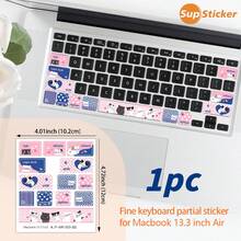 SUPSTICKER 1 pieza Pegatina para teclado, 4.01*4.72 pulgadas, diseño de cielo estrellado y gato de dibujos animados, adecuado para teclado de 13.3" Air, material de vinilo autoadhesivo, fácil de aplicar y retirar, protege el teclado del portátil de arañazos - Multicolor - Ver 14