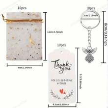 1pc/30pcs Silver Angel Pendant Keychain Gift, Baptism Party Favor, Comes With Moon & Star Organza Bag & Thank You Tag, Great Gift