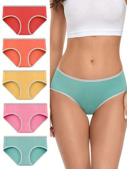  5 Pcs Wirarpa Ladies Cotton Underwear Low Rise Stretch Knickers For Women Soft Brief Panties Multipack