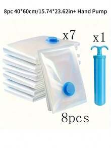 4/6/8 件超大真空袋套装，40X60 厘米，密封压缩收纳袋，适用于衣物、床上用品、宿舍、衣柜和搬家，含 1 个手动泵 - 彩色 - 查看 14