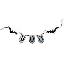 67x7.3"H Iron Boo Banner W/Bats, For Halloween Holiday Decor