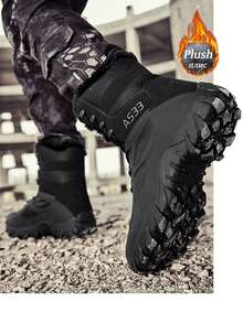 男鞋 男士户外露营靴 轻便户外男士摩托车靴 保暖毛绒毛皮冬靴 高品质品牌靴子 工作安全鞋 男士户外狩猎鞋 踝靴 - 黑色 - 查看 5