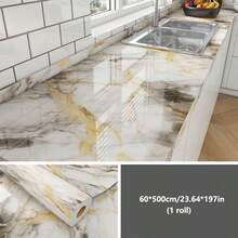 1 rollo de pegatinas de pared autoadhesivas y impermeables para baño - Adhesivos extraíbles con textura de mármol para ducha, inodoro, lavabo - Fácil de limpiar y lavar, decoración y accesorios de baño