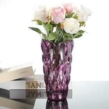 Glass Vases For Flowers Unbreakable Thickened Morden Vase For Tables Centerpieces,Colorful,Vintage And Clear Rose Large Flower Vases For Bouquet Unique Gifts - 紫色 - 查看 2