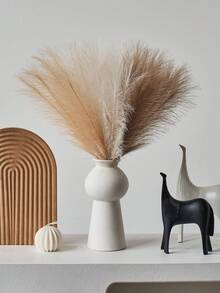 9/18pcs Artificial Reed Deep, Beige Color Grass Boho Decor, Faux Pampas Grass, Pampas Plant, Large Tall Fluffy Artificial Fake Flower, Bulrush Reed Grass For Autumn Vase Filler, Fake Plants, Fall Decor, Farmhouse, Home, Room, Desk Home Decor Halloween Room Decor Halloween Decor - Multicolor - View 4