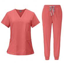 Pijama Quirurgica Conjunto Medico Anti Fluidos Jogger, Scrub - Naranja Coral - Ver 1