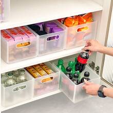 WORTHBUY 1/2/3 件多功能透明塑料储物盒，客厅橱柜储物整理，用于零食、饮料和杂物，可折叠和拉出式储物盒，厨房冰箱蔬菜水果食品储存容器，易于携带且节省空间，适合成人和学生在家中、厨房、宿舍、办公室和户外野餐时使用