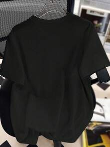 Camiseta oversize de verano para mujer con estampado de mariposas, estilo informal y detalle de lazo. Talla grande. - Negro - Ver 2