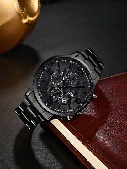 Horloge Pc Calendar Function, Business, Industrial Round Dial Quartz Watch,Perfect Everyday Wear, Birthday s, Parties, Holiday Gatherings, As The Ideal Yourself Or Friends Boxes Not Included view 4