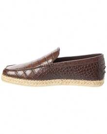 TOD's Croc-Embossed Leather Loafer - Brown - View 3