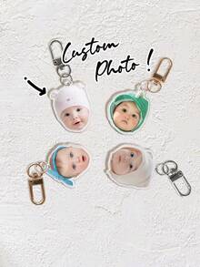 1 pieza Llavero de acrílico con retrato personalizado, llavero con foto personalizada, regalo único para novio/novia, esposo/esposa, papá/mamá, regalo de foto para el Día de San Valentín, cumpleaños, aniversario, Día del Padre, Día de la Madre, regalo de pareja - Multicolor - Ver 2