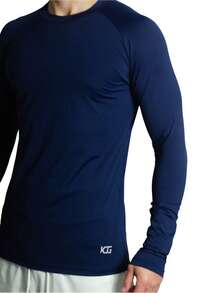 Men's Second Skin Thermal Polyamide Long Sleeve Anti-Odor UV50+ Protection Raglan Gym Training Running T-Shirt - Navy Blue - View 6