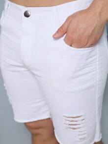 Men's Ripped Colorful Bermuda Jeans - Blanco - Ver 2