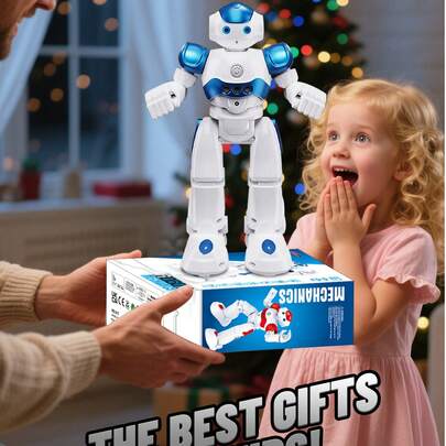 1 Đồ chơi robot điều khiển từ xa cho trẻ em, Đồ chơi điều khiển từ xa đa chức năng, Robot có thể lập trình, Robot điều khiển từ xa thông minh có thể lập trình cảm biến cử chỉ, Pin sạc tích hợp, Thích hợp cho bé trai bé gái từ 3 4 5 6 7 8 9 10 11 12 tuổi Quà tặng sinh nhật Ngày lễ Halloween Giáng sinh (Màu xanh)