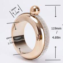 定制304不锈钢水晶手镯酒壶 – 3.5盎司圆形彩色激光雕刻酒壶，镶嵌水钻，是送给她的完美新年和情人节礼物