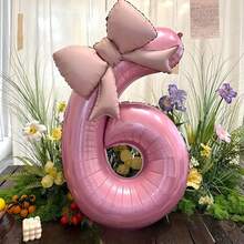 2pcs 32-Inch Pink Number 0-9 Bow Combination Balloon Set, Suitable For Birthday, New Year, Anniversary And Holiday Party Backdrop Decoration, Birthday Number Balloons - Pink - View 21
