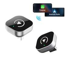 二合一无线 CarPlay 和 Android Auto 适配器 - 即插即用 CarPlay 加密狗转换器，快速自动连接，无延迟，设计小巧，兼容 iOS 和 Android 设备，配备 USB/USB-C 接口，支持无线 Android Auto，升级车载音响，时尚汽车配件，提供高品质音频，无需电池 - 黑色 - 查看 2