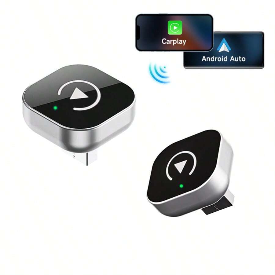二合一无线 CarPlay 和 Android Auto 适配器 - 即插即用 CarPlay 加密狗转换器，快速自动连接，无延迟，设计小巧，兼容 iOS 和 Android 设备，配备 USB/USB-C 接口，支持无线 Android Auto，升级车载音响，时尚汽车配件，提供高品质音频，无需电池