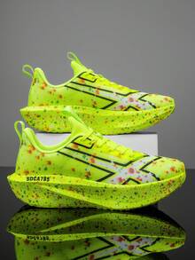 Men's Running Shoes, Lightweight Breathable Non-Slip Sports Shoes Suitable For Running, Jogging, Tennis And Gym - Casual Slip-On Shoes, Fabric Upper And EVA Sole, Suitable For All Seasons - Fluorescent Green - View 5