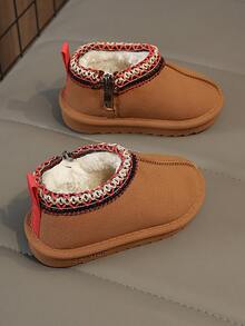 1 双婴儿雪地靴，织物鞋面，柔软，舒适，轻便，方便拉链闭合，适合室内、户外、玩耍、度假等场合 - 駝色 - 查看 17