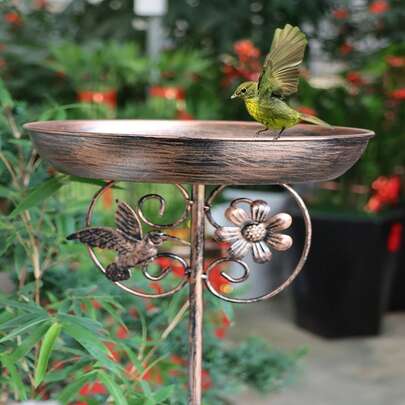1pc European Retro Cast Iron Bird Feeder For Courtyard, Villa And Garden. Rust And Oil Resistant. Dual-Use Outdoor Decoration For Wild Birds. Observatory, Wedding Festival Decoration. Practical Gift For Bird Watching Enthusiasts.