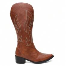 Women's Western High-Top Boot With Caramel Embroidered Country Embroidered Side Zipper Holiday - Lạc đà - Xem 3