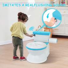 Large Toddler Potty Training Toilet Seat - Potties With Realistic Flush Sounds, Flip-Up Seat, Storage Bin, Toilet Paper Holder, And Removable Training Seat  Removable Pot, Toddler Potty Seat With Storage Tank And Toilet Paper Holder For Kids 1-3 Years Old, Blue/Pink/Grey - 藍色 - 查看 10