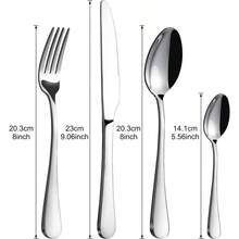Cutlery Set, 4 Piece Stainless Steel Flatware Set, Tableware Silverware Set With Spoon Knife And Fork Set, Service 4, Dishwasher SafeEasy Clean, Mirror Polished - 4 Piece - View 4