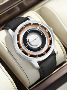 Foxbox Men's Quartz Watch Retro Cool Dial Display Design Blind Touch Waterproof Rotating Magnetic Bead Watch