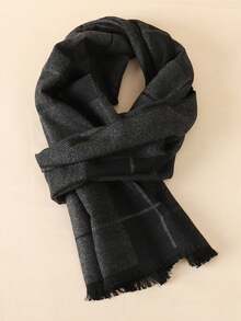 1pc Classic Striped & Plaid Print Warm Thick Scarf, Unisex Fashion Casual Couple Neck Warmer, Suitable For Daily Wear, Autumn/Winter