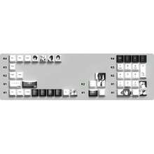 129 Engraved Translucent Side Carving Keycaps, Mechanical Keyboard Caps, Black And White Color Matching, Anime Keyboard - Đen và trắng - Xem 5