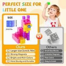 ODAPTO 25/50/75/100片装儿童磁性积木，磁性立方体堆叠玩具，STEM学习感官玩具，适合3-8岁男孩女孩，创意建筑/自然/户外主题，减压堆叠立方体，生日、圣诞节珍贵礼物，男孩磁性积木玩具 - 多色2 - 查看 4