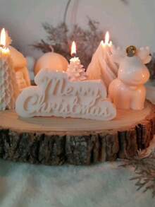 1pc Christmas Blessing Silicone Mold, Suitable For Scented Candles, Plaster Art Letters, Resin Text Shaping And Clay DIY, Widely Used For Homemade Crafts, Studio Decor Design, And Art Relaxation Creation, Highly Practical And Easy To Clean.