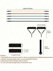 11 Stücke Widerstandsbänder Set mit Griffen, Türanker & Tragetasche, multifunktionale elastische Fitnessbänder für Krafttraining, Brustexpander, Körperstreckung, Heimtraining & Fitnessstudio Zubehör