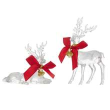 2 Pcs Christmas Reindeer Acrylic Decoration Creative White Elk Tabletop Ornament For Party Festive Decor