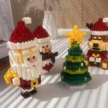 Christmas Combination Building Blocks Set, Includes Deer, Snowman, Santa Claus, Christmas Tree Shapes, Suitable For Home Decor, Halloween Gifts, Birthday, Valentine's Day And Christmas Gifts, Home Decoration Accessories