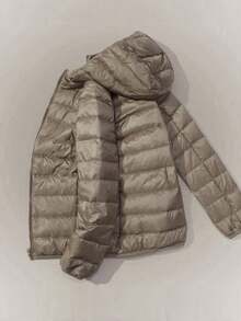 ZIAI 女式长袖连帽羽绒服常规长度保暖填充夹克带口袋和拉链